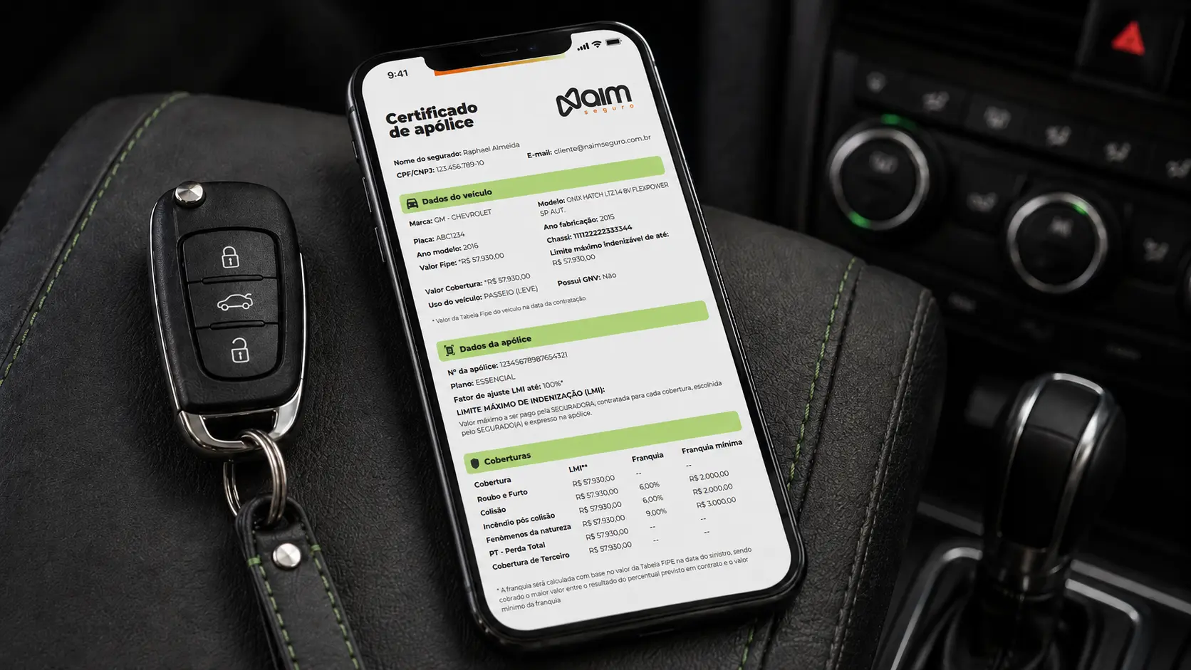 Apólice digital do seguro auto para veículo financiado pelo Move Brasil